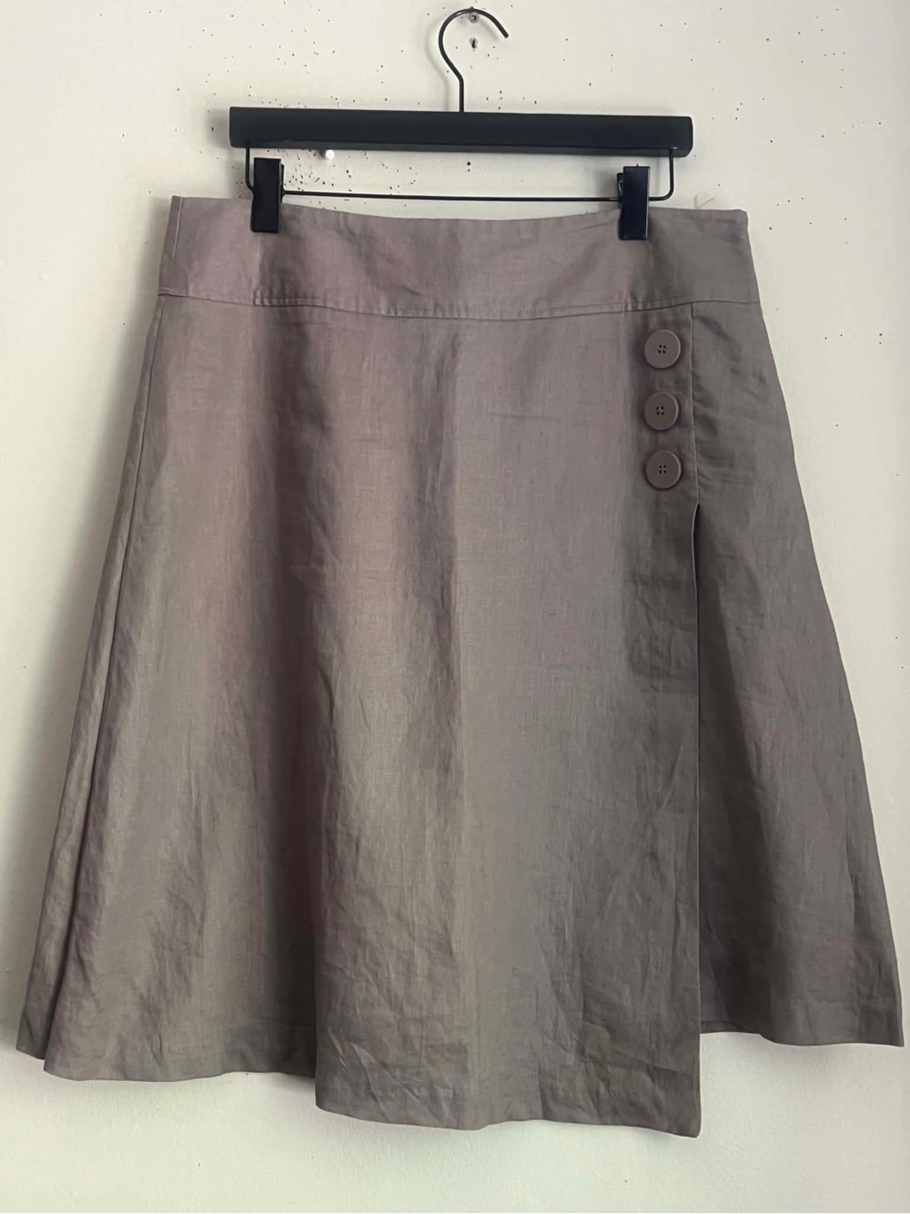 Grace Taupe A-Line Skirt with Side Button Trio
